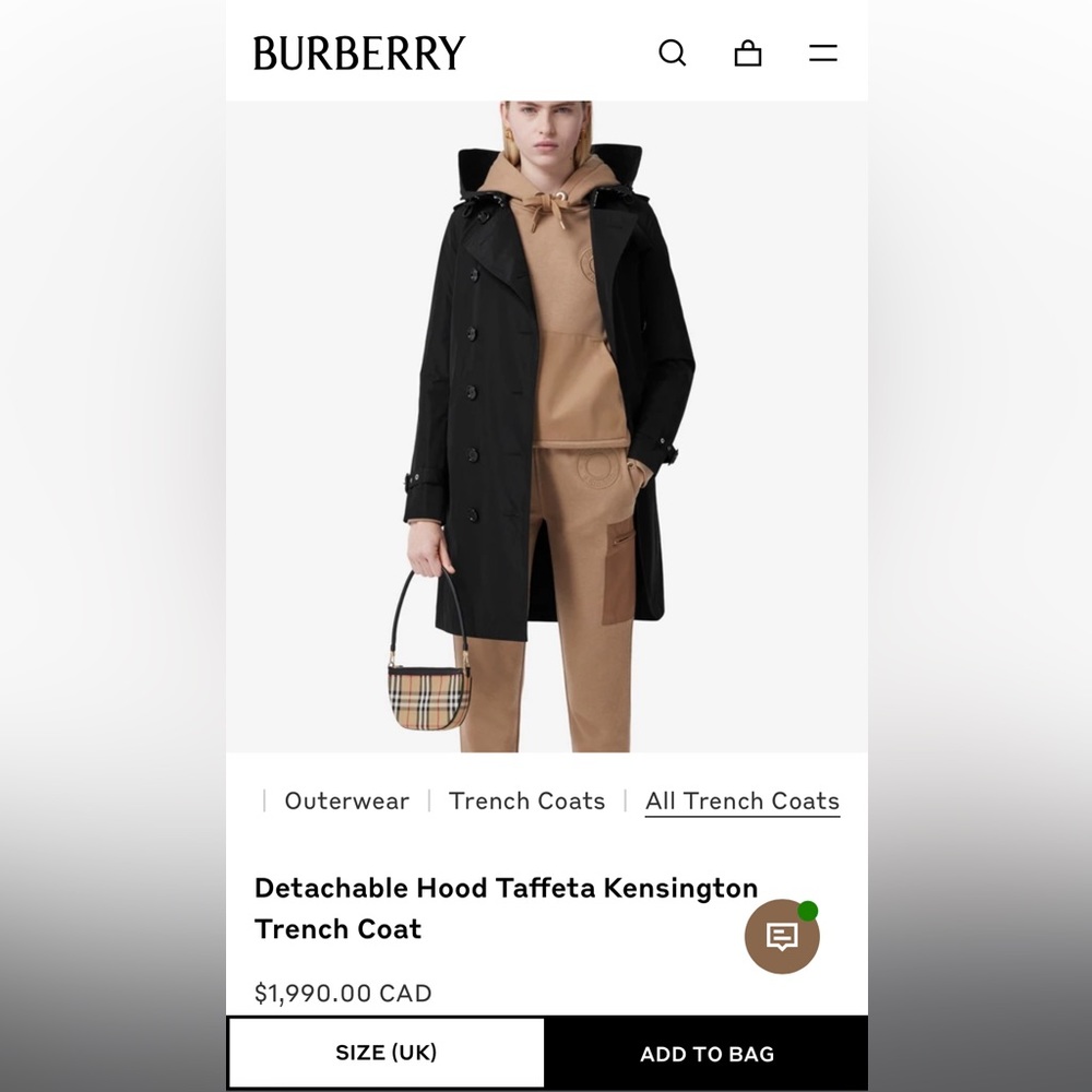 Detachable Hood Taffeta Kensington Burberry Trench Coat - Picture 8 of 8